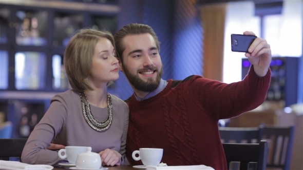 Couple Doing Selfie On Valentine's Day