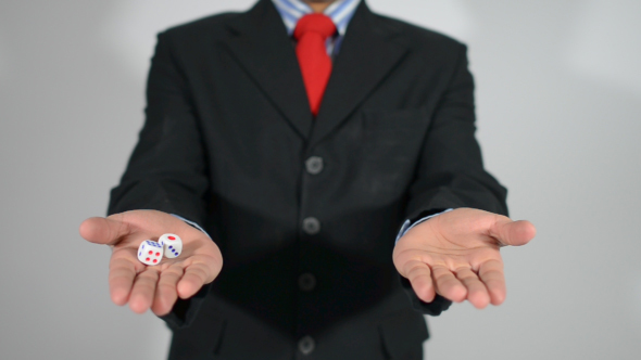 Businessman Tricky with Dice, Right Decision