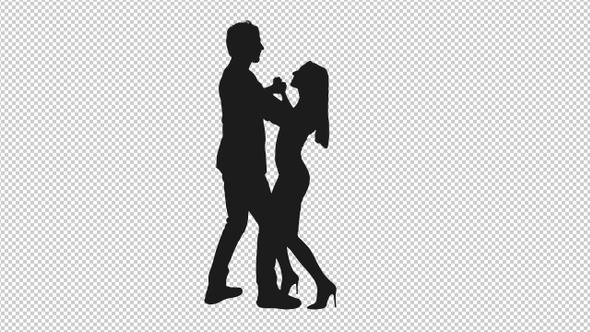 Silhouette of Loving Couple Dancing alt