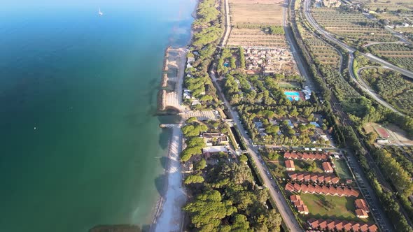 Amazing Aerial View of Tuscany Coastline in Summer Season Italy