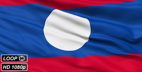Waving National Flag of Laos