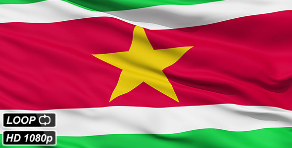 Waving National Flag of Suriname