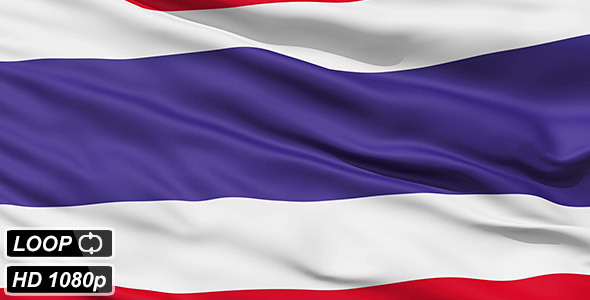 Waving National Flag of Thailand