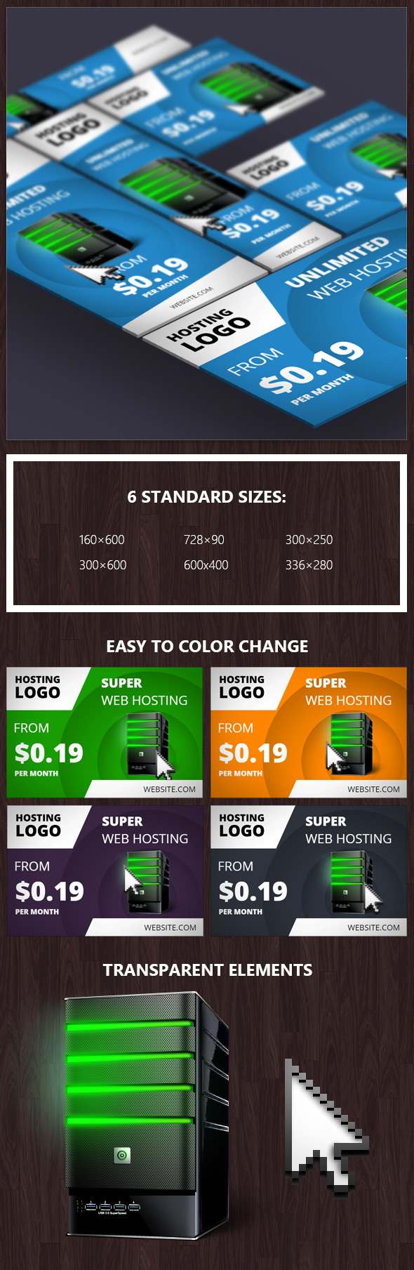 Hosting Banner with Hover Effect.