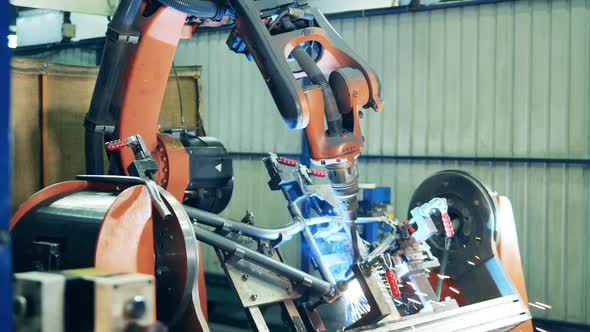 Automated Bicycle Frame Welding Process at a Factory