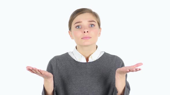 Frustrated iAngry Woman on White Background