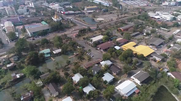 Aerial Footage of City View of Sakonnakorn Province, Thailand