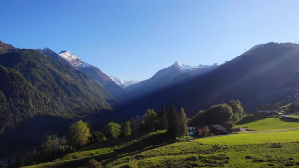 Snow-Capped Mountain Of Kitzsteinhorn From The Viewpoint Of Maiskogel In Austria. aerial