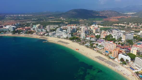 Aerial Drone Footage Video of Magaluf Town Mallorca