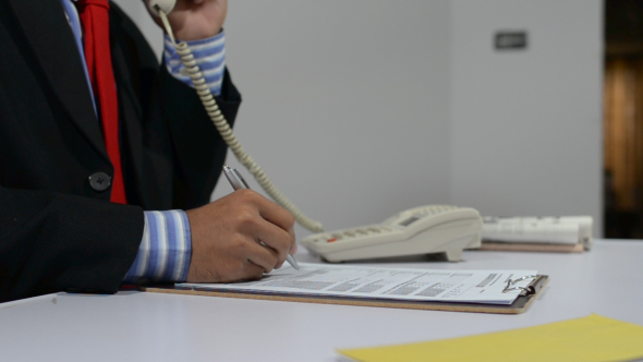 Discussing Business on Telephone alt