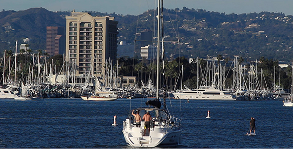 Sailboat Floats into Marina Del Rey