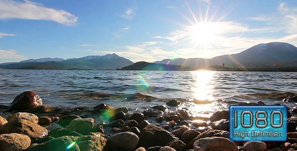 Rolling Waves on Mountain Lake Shore - 1080p HD