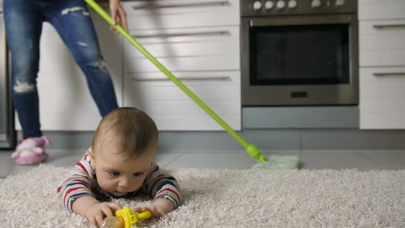  of Dancing Female Legs Mopping the Floor