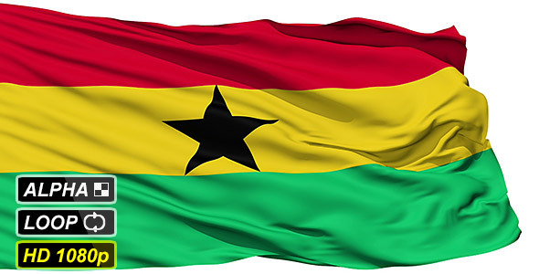 Isolated Waving National Flag Of Ghana