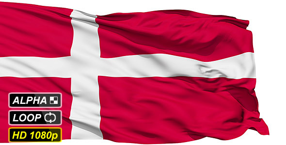 Isolated Waving National Flag Of Denmark