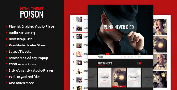 Poison - Music HTML Szablon jednej strony