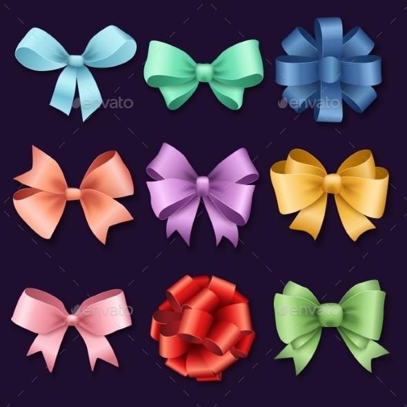 Ribbons Set For Christmas Or Birthday Gifts