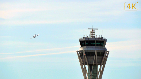 Barcelona Airport Radar Control Tower 4k