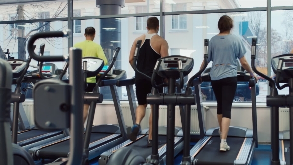 People Are Trained On a Treadmill. In The Picture