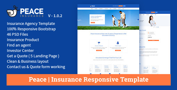 Peace – Insurance Responsive HTML Template.