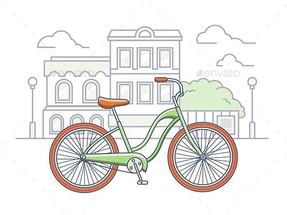 Bicycle On The Street Illustration