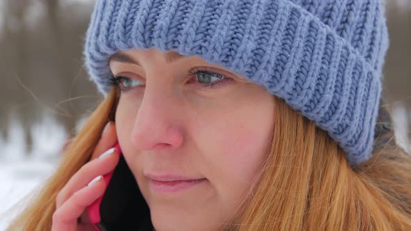 Woman Talking On Phone Close Up