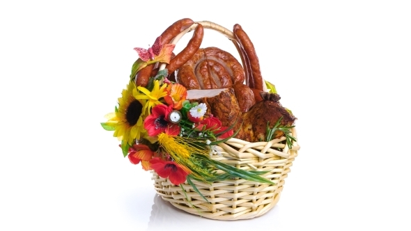 Variety Of Sausage Products In Basket