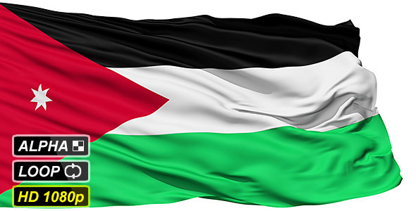 Isolated Waving National Flag Of Jordan