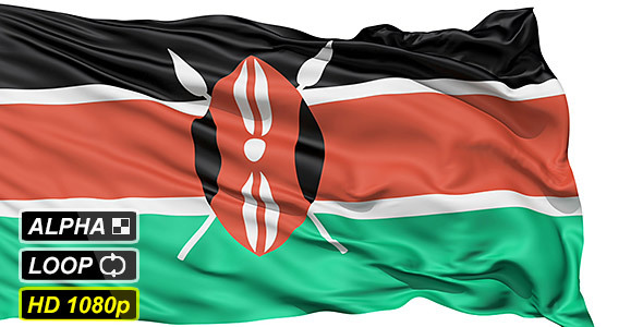 Isolated Waving National Flag Of Kenya