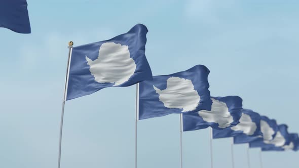 Antarctica  Row Of Flags 