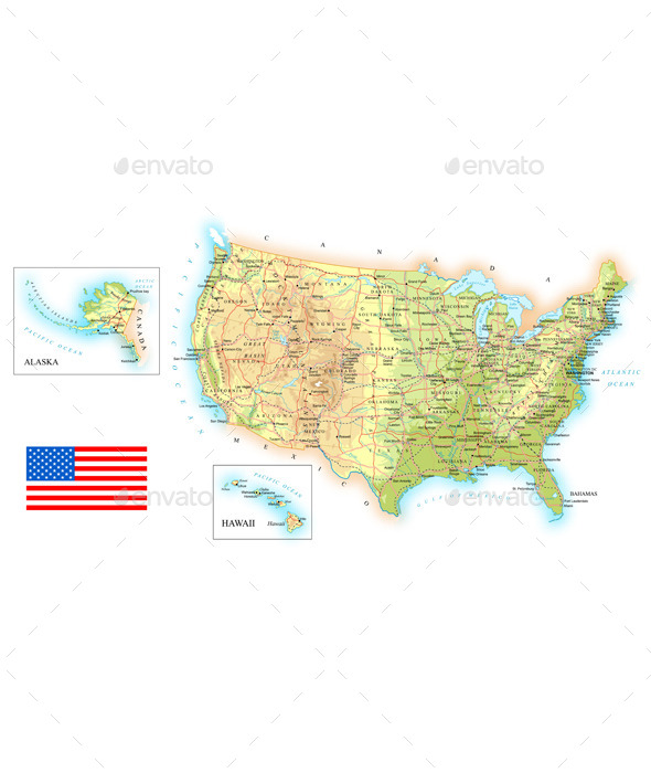 USA Detailed Topographic Map