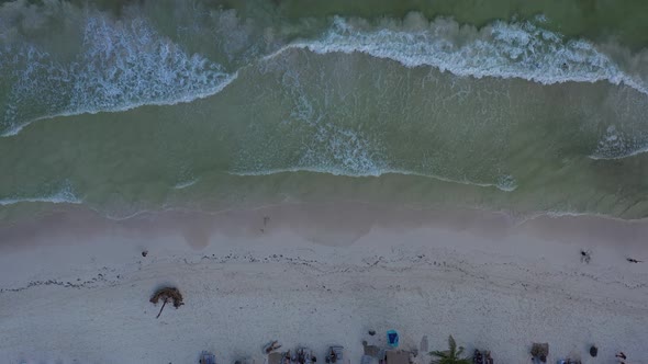 Aerial Top Down View of a Beach in Tulum