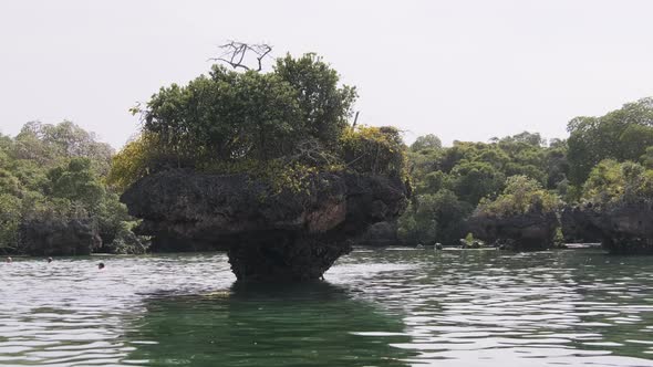 Lagoon at Kwale Island in Menai Bay Mangroves with Reefs and Rocks Zanzibar