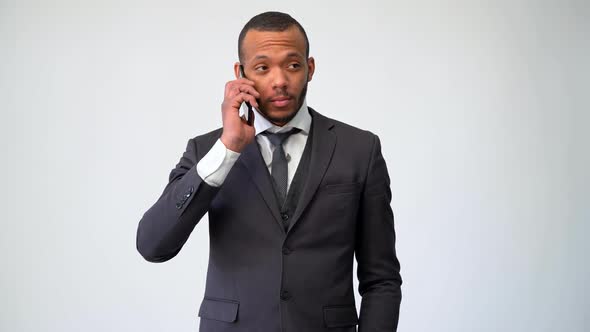 Professional African-american Business Man Talking on Mobile Phone
