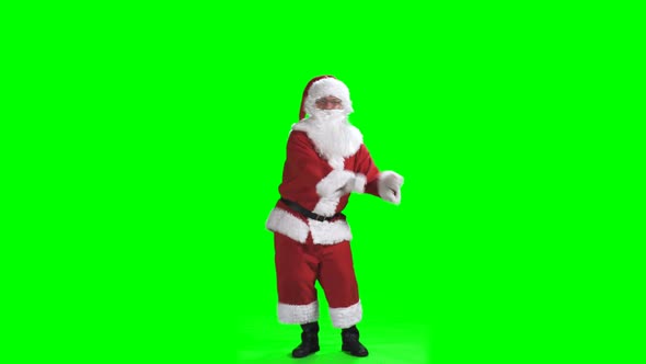 Merry Christmas. Dancing Santa Claus In Full Growth In Red Suit