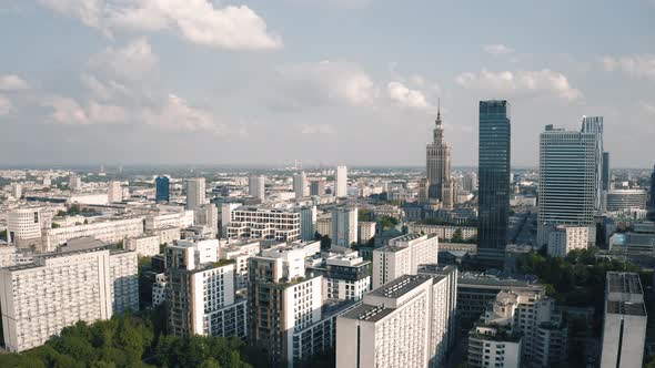 Aerial View of Warsaw Downtown