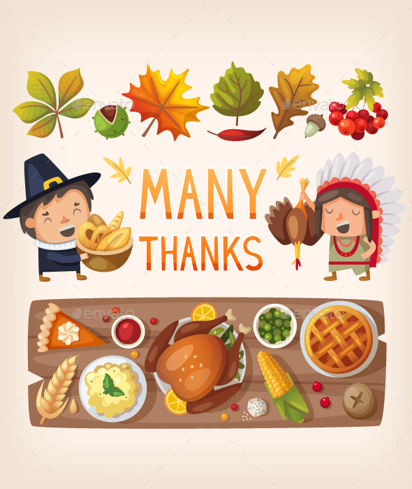 Thanksgiving Day Card Elements