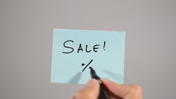 Sales, Percentage Sign on Stick Note (2 in1)