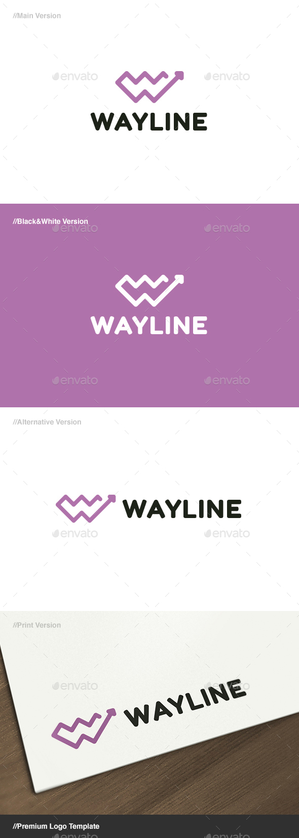 Way Line Letter W Logo