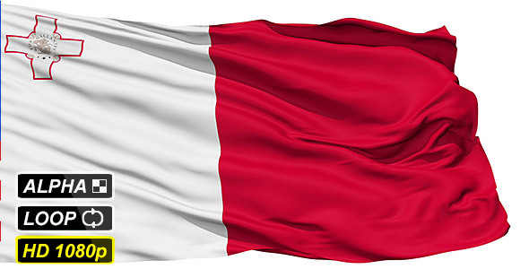 Isolated Waving National Flag Of Malta
