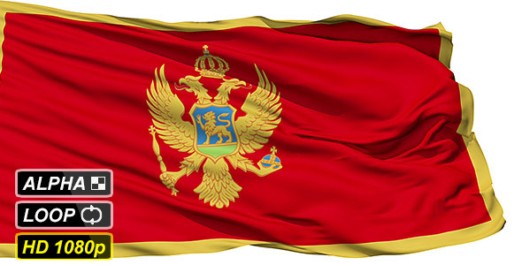 Isolated Waving National Flag Of Montenegro