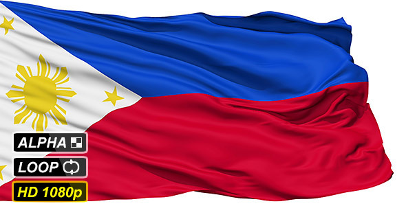 Isolated Waving National Flag Of Philippines
