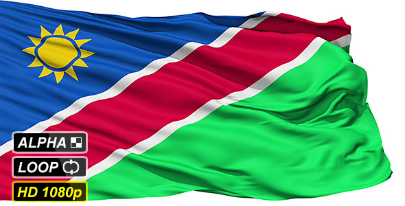Isolated Waving National Flag Of Namibia
