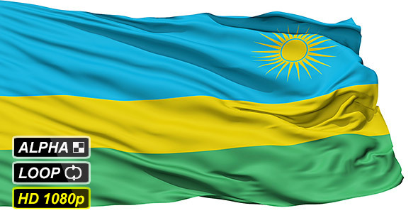 Isolated Waving National Flag Of Rwanda