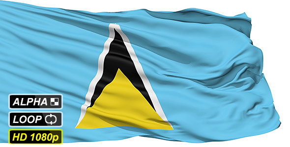 Isolated Waving National Flag Of Saint Lucia