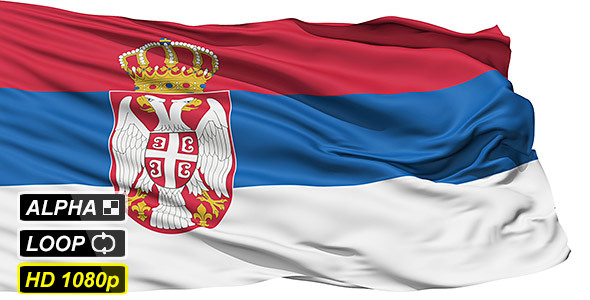 Isolated Waving National Flag Of Serbia