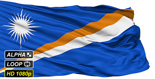 Isolated Waving National Flag Of Marshall Islands