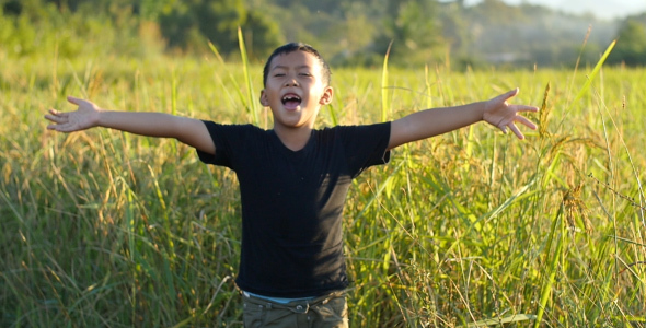 Happy In Rice Field