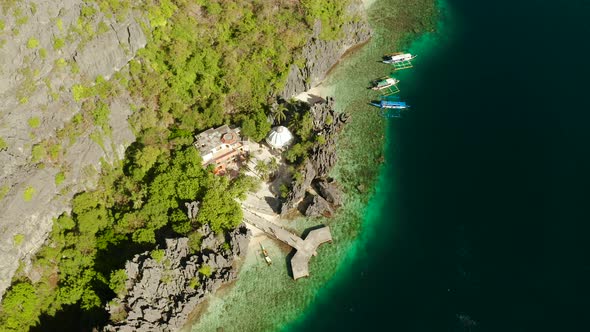 Tropical Seawater Lagoon and Beach Philippines El Nido