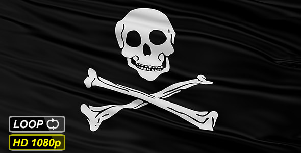Black Pirate Flag With Skull and Bones